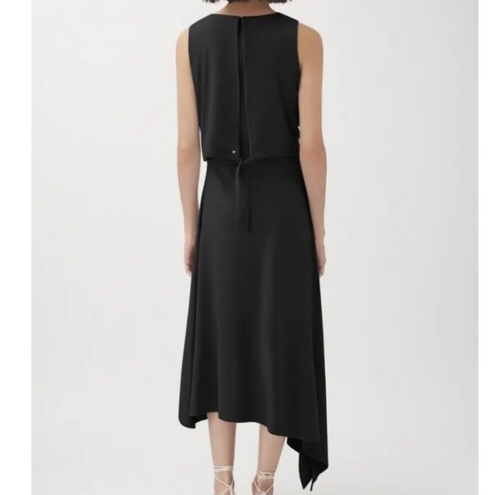 Cuyana Black Asymmetrical Overlay Tie Back Dress Size Medium - Picture 2 of 10